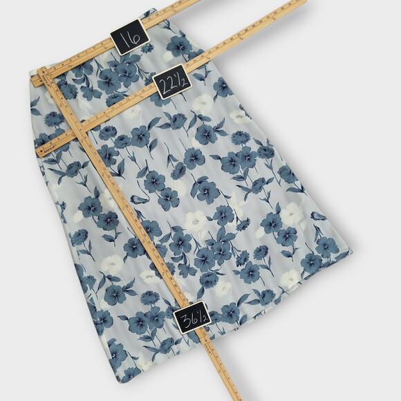 Chaus Floral Midi Skirt Womens XL 32 waist Blue Lined Vintage 90s Casual Dressy - Picture 4 of 12